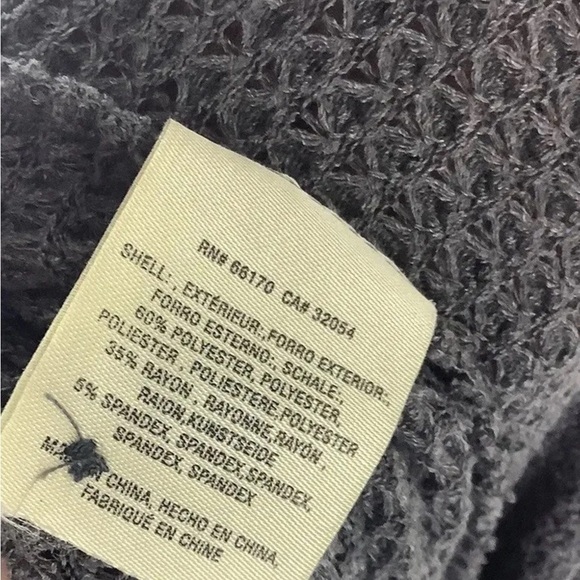 Anthropologie Sz S Thermal Sweater Dress Gray Polyester Button Front V Neck - Picture 7 of 7